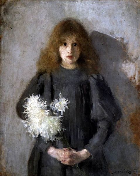 Olga Boznanska Girl with chrysanthemums